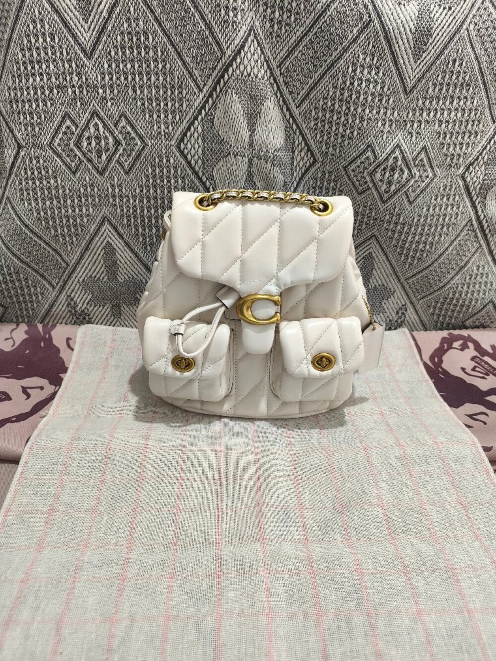 Coach White Leather Backpack